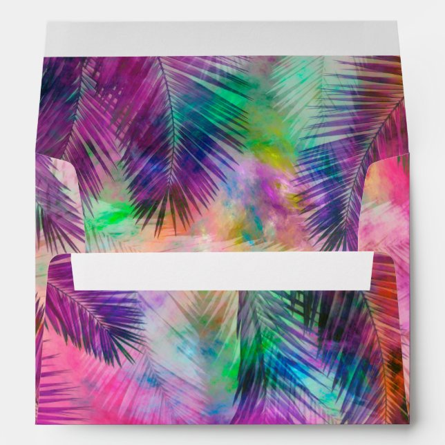 Colourful Multicolor Tropical Palm Leaves Envelope (Back (Bottom))