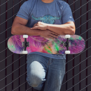 Colourful Multicolor Tropical Palm Leaves Skateboard