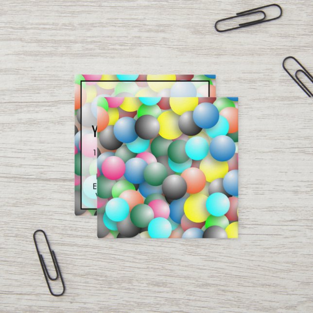 Colourful Multicolored Balloons Pattern Square Business Card (Front/Back In Situ)