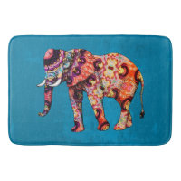 Colourful Multicolored Elephant on Blue Background