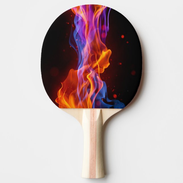 Colourful multicolored flames ping pong paddle (Front)