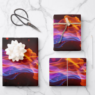 Colourful multicolored flames wrapping paper sheet