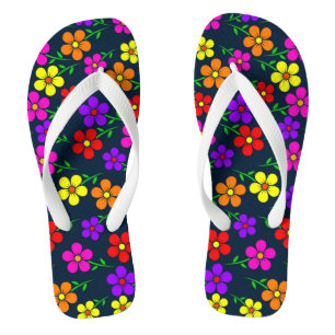 Colourful Multicolored Flowers Pattern-34654 Jandals