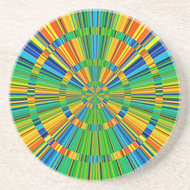Colourful Multicolored Modern Radiant Stripes Coaster (Front)