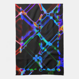 Colourful Multicolored Neon Lines Tea Towel