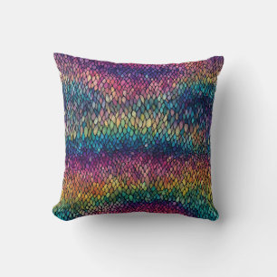 Colourful Multicolored Rainbow Mermaid Tail Scales Cushion