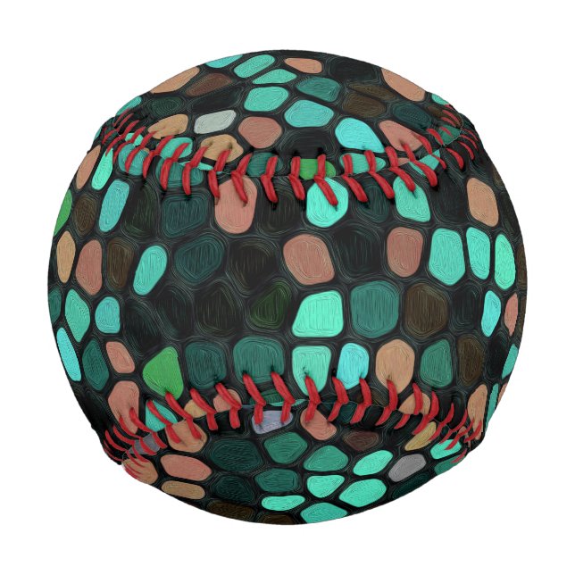 Colourful Multicoloured Mosaic Pattern Baseball (Front)