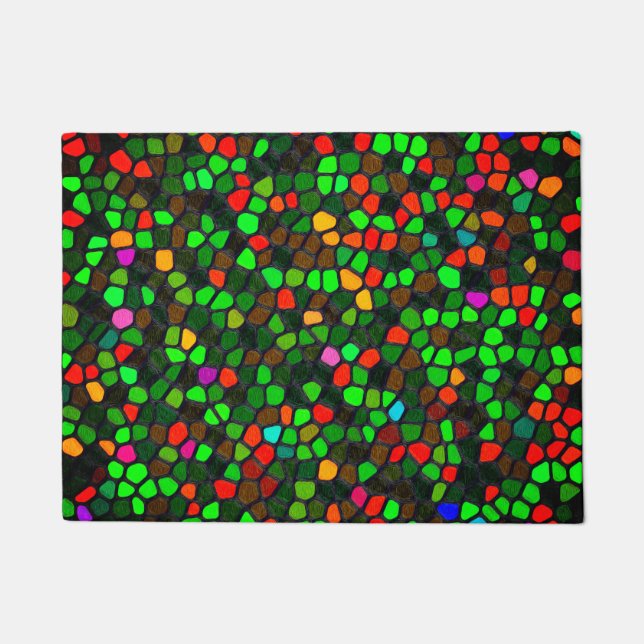 Colourful Multicoloured Mosaic Pattern Doormat (Front)