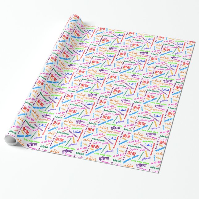 Colourful Multilingual Languages Thank You Wrapping Paper (Unrolled)