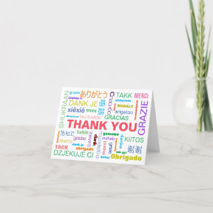 Colourful Multilingual Typography Thank You Card