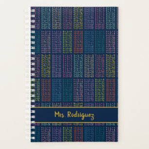 Colourful Multiplication Tables Pattern on Navy Planner