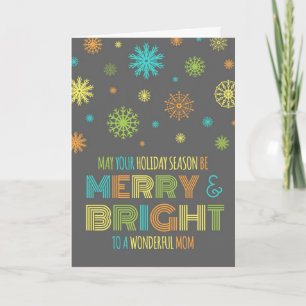 Colourful Mum Merry & Bright Christmas Card