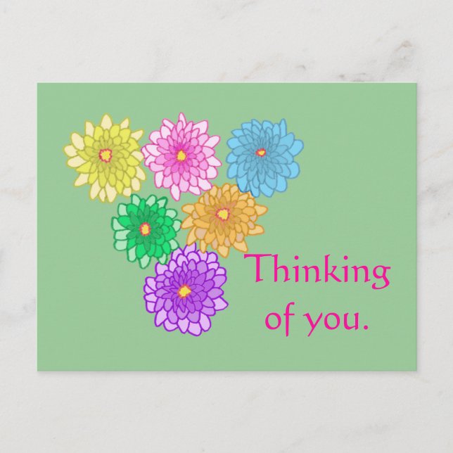 Colourful Mums Thinking of you Postcards (Front)