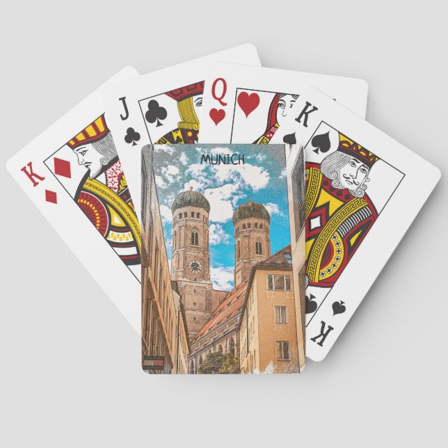 Colourful Munich Germany Frauenkirche Playing Cards (Back)