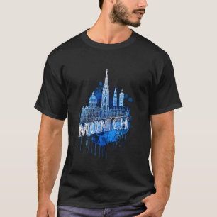 Colourful Munich Skyline Watercolor Art Vibrant Ba T-Shirt