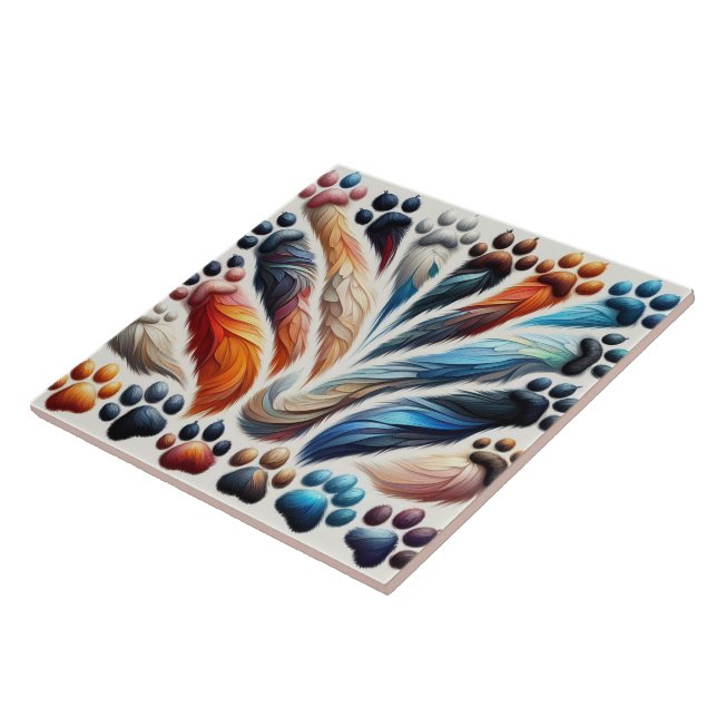 Colourful murals canine dog paw print with passion tile (Side)