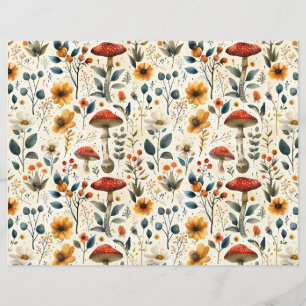 colourful mushroom fall pattern scrapbook paper