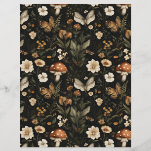 colourful mushroom fall pattern scrapbook paper