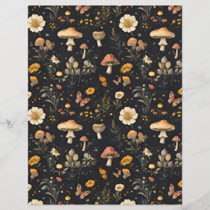 colourful mushroom fall pattern scrapbook paper
