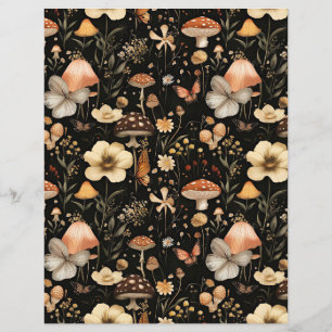 colourful mushroom fall pattern scrapbook paper