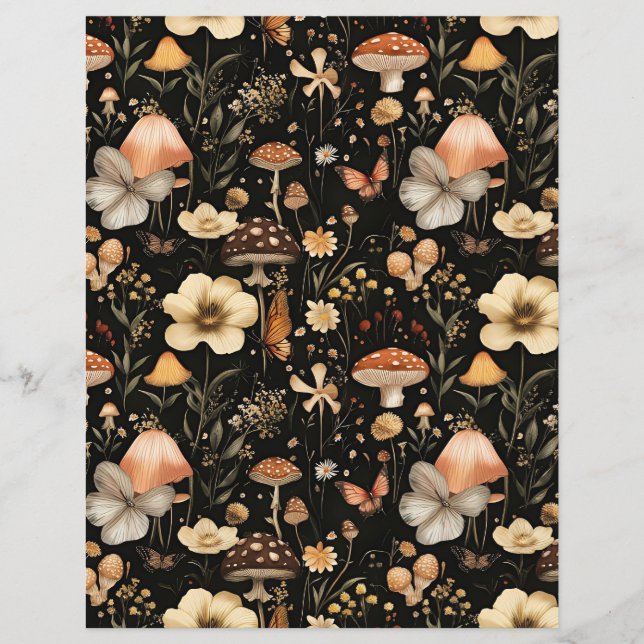 colourful mushroom fall pattern scrapbook paper (Front)