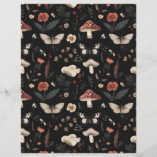 colourful mushroom fall pattern scrapbook paper (Front)