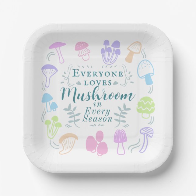 Colourful Mushroom Paper Plate (Front)