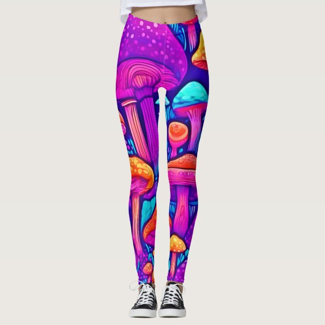 Colourful Mushroom Pattern Leggings (Front)