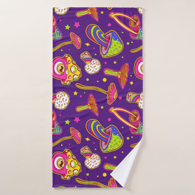 Colourful Mushrooms - Amazing Magic Plants Pattern Bath Towel (Bath Towel)