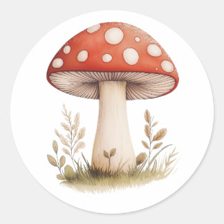 colourful mushrooms classic round sticker
