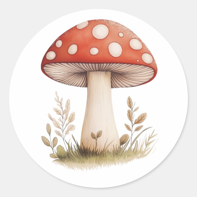 colourful mushrooms classic round sticker (Front)