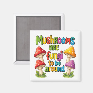 Colourful mushrooms design, bright forest fungi magnet