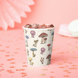 Colourful Mushrooms Doodle Pattern Paper Cups