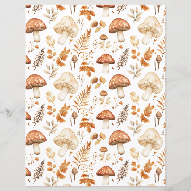 colourful mushrooms fall pattern scrapbook paper (Front)