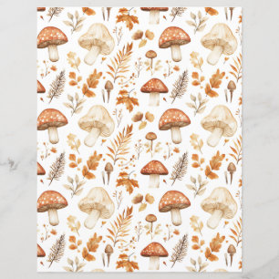 colourful mushrooms fall pattern scrapbook paper