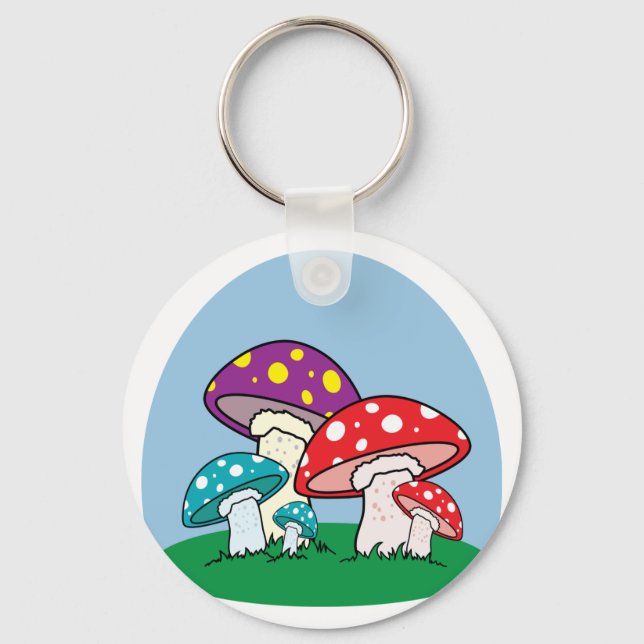 Colourful Mushrooms Key Ring (Front)