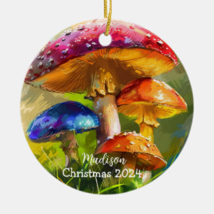 Colourful Mushrooms Personalised Ornament