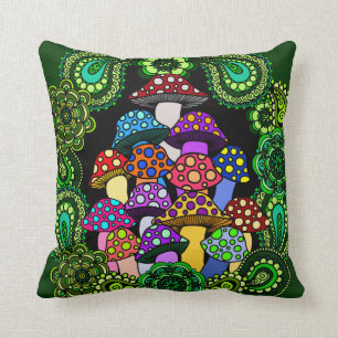 Colourful Mushrooms Pillow