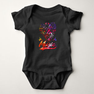 Colourful Music Bass Clef Bird Lover Musical Notes Baby Bodysuit