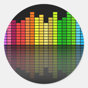 Colourful Music Equalizer w/Reflection, Cool Classic Round Sticker