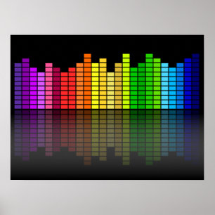 Colourful Music Equalizer w/Reflection, Cool Poster