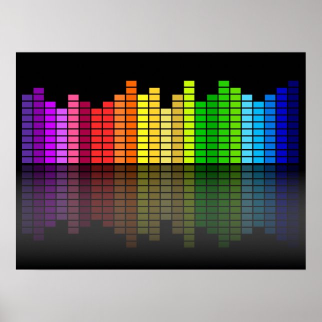 Colourful Music Equalizer w/Reflection, Cool Poster (Front)