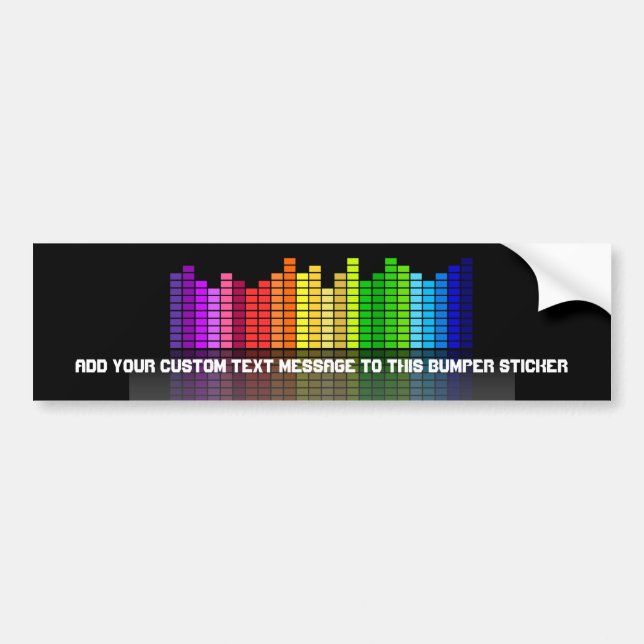 Colourful Music Equalizer w/Reflection, Cool Techn Bumper Sticker (Front)