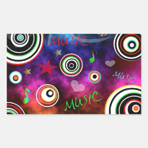 Colourful Music Illustration Rectangular Sticker
