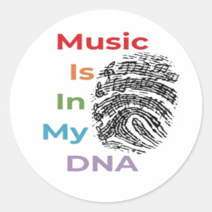 Colourful Music Is In My DNA Musician Music Notes  Classic Round Sticker