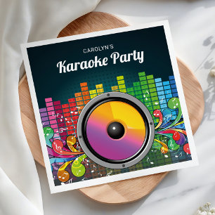 Colourful Music Karaoke Birthday Party Paper Napkin