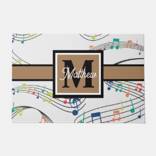 Colourful Music note Musician Monogram Doormat