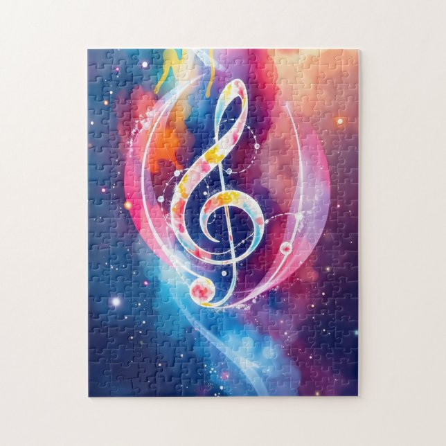 colourful music note on a abstract background jigsaw puzzle (Vertical)