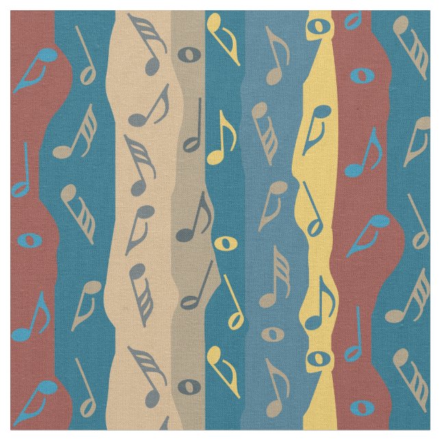 Colourful Music Note Stripes Fabric (Close Up)