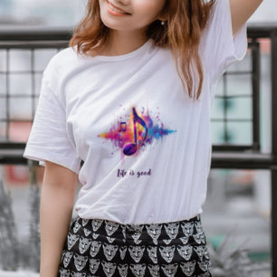 Colourful Music Note T-Shirt, Life is Good Tri-Blend Shirt